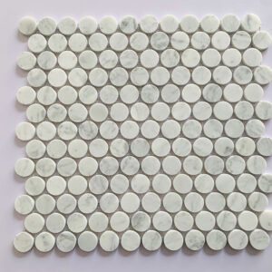 Penny White Circle Marble Mosaic Tiles
