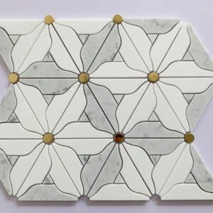 White and Grey Flower Marble Mosaic Tiles