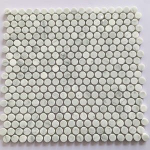 Cream White Circle Marble Mosaic Tiles