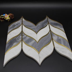 White and Grey Leaf Marble Mosaic Tiles