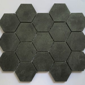 Textured Midnight Black Hexagonal Marble Mosaic Tiles