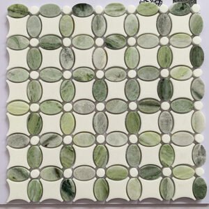Moss Blossom Flower Marble Mosaic Tiles