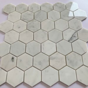 Smooth Off-White Hexagonal Marble Mosaic Tiles