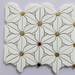 White Leaf Flower Marble Mosaic Tiles