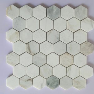 White Mix Hexagonal Marble Mosaic Tiles