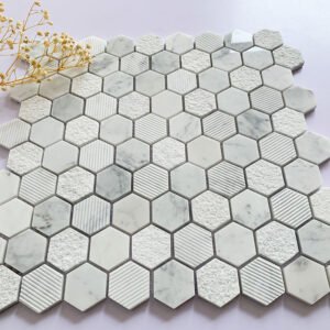 Smooth Textured Finish Hexagonal Marble Mosaic Tiles