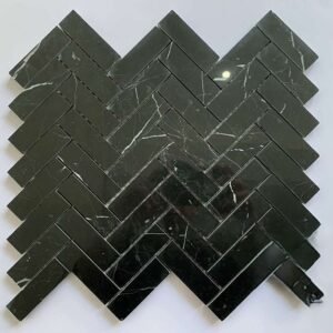 Dark Green Herringbone Marble Mosaic Tiles