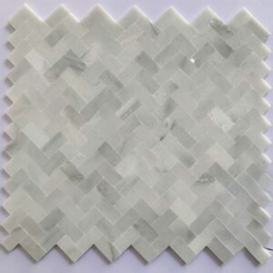 Smooth Lite Grey Herringbone Marble Mosaic Tiles