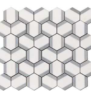 Grey Border Hexagonal Marble Mosaic Tiles