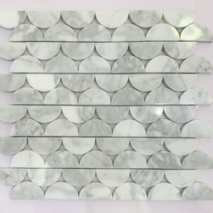 Half Circle White Marble Mosaic Tiles