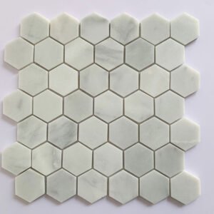 White Hexagonal Marble Mosaic Tiles