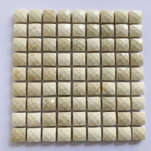 Yellow Pale Cubic Diamond Marble Mosaic Tiles