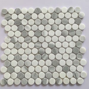 Grey and White Circle Marble Mosaic Tiles