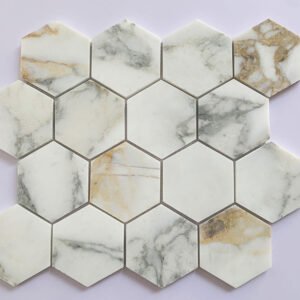 Rustic Copper Hexagonal Marble Mosaic Tiles
