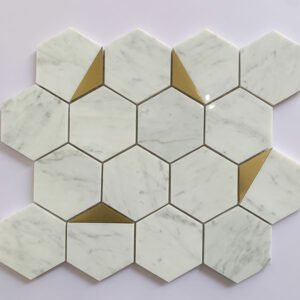 White Hexagonal Marble Mosaic Tiles