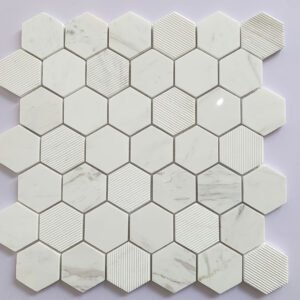 Cream Statuario Hexagon Mosaic Tiles