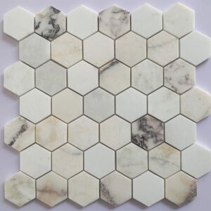 Smooth Statuario Mix Hexagon Mosaic Tiles