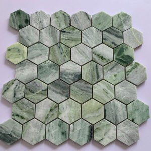Dark Moss Green Hexagonal Marble Mosaic Tiles