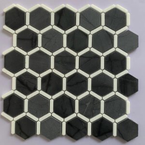 Candle Border Black Hexagonal Marble Mosaic Tiles