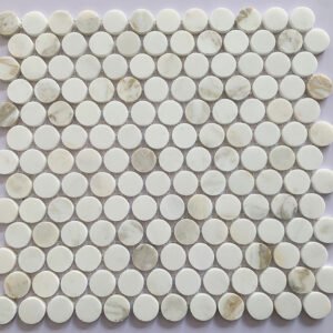 White Circle Marble Mosaic Tiles