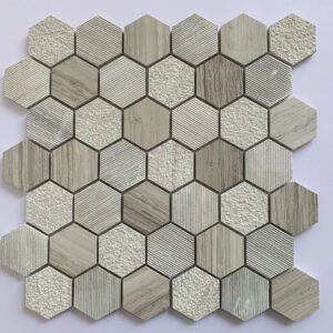Textured Hexagonal Marble Mosaic Tiles