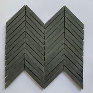 Charcoal Black Herringbone Marble Mosaic Tiles