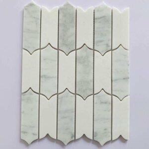 Temple Cut Herringbone Marble Mosaic Tiles