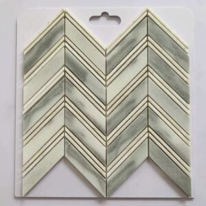 Grey Gradient Herringbone Marble Mosaic Tiles