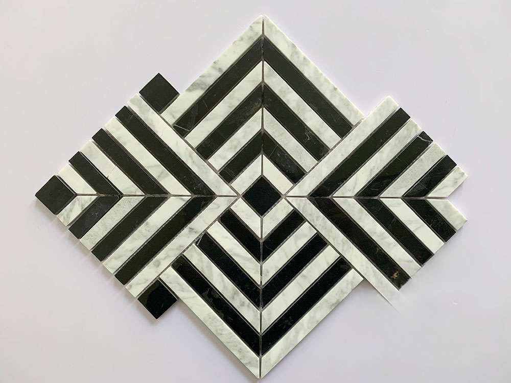 Black and Grey Maze Marble Mosaic Tiles
