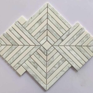 Cream and Lite Grey Maze Marble Mosaic Tiles