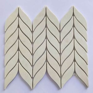 Leaf Herringbone Marble Mosaic Tiles