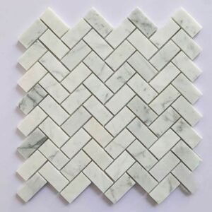 Tiny Brick Herringbone Marble Mosaic Tiles