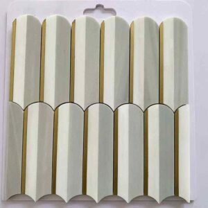 Candle Shape Metal Mix Marble Mosaic Tiles