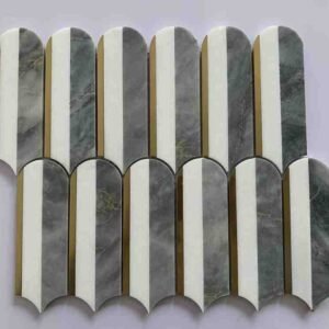 Dark Grey and White Metal Mix Marble Mosaic Tiles