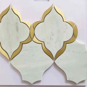 Golden Border Metal Mix Marble Mosaic Tiles