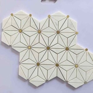 Diamond Flower Metal Mix Marble Mosaic Tiles