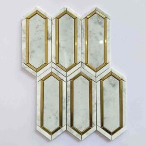 Lantern Shape Metal Mix Marble Mosaic Tiles