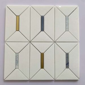 Biscuit Shape Metal Mix Marble Mosaic Tiles