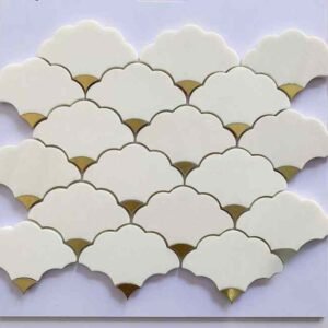 Cloudly Shape Metal Mix Marble Mosaic Tiles