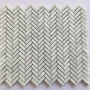 Tiny Lite Grey Herringbone Marble Mosaic Tiles