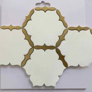 Pineapple Shape Metal Mix Marble Mosaic Tiles
