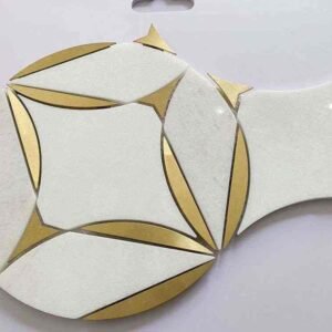 Round Metal Mix Marble Mosaic Tiles
