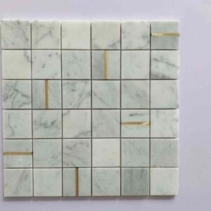 Cubic Grey Metal Mix Marble Mosaic Tiles