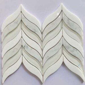 Flower Leaf Herringbone Marble Mosaic Tiles