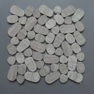 Smooth Grey Pebble Marble Mosaic Tiles