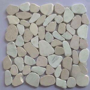 Smooth White Mix Pebble Marble Mosaic Tiles