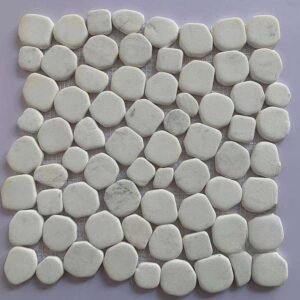 Cream Circle Cobble Marble Mosaic Tiles