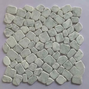 Smooth Lite Grey Cobble Marble Mosaic Tiles