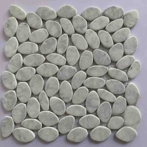 Grey Smooth Edges Pebble Marble Mosaic Tiles