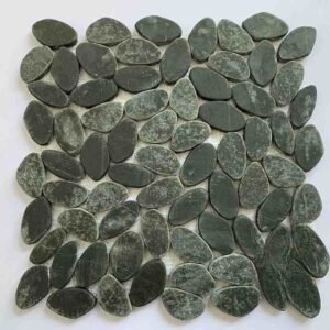 Green Black Pebble Marble Mosaic Tiles